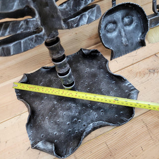 Skull Fireplace Tool Set – Hand Forged Iron Skeleton Ribcage Stand – Gothic, Halloween, Horror Home Decor, Haunted House Tools