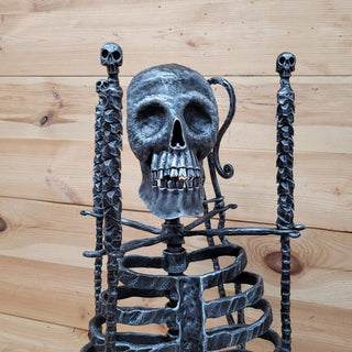 Creepy Skeleton Fireplace Tool Set – Hand Forged Skull Handles – Horror Gift, Gothic Home or Haunted Lodge