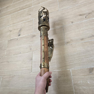 Medieval Wall Torch Sconce Light, Rustic Flame Lantern, Viking Style Wall Mount Lamp, Iron & Wood Torch Light, Tavern or Cosplay Decor