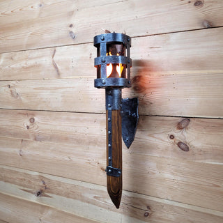 medieval wall light, iron torch sconce, viking wall lamp, rustic torch decor, fantasy wall torch, gothic torch light, game room sconce, tavern wall light, castle decor lamp, wall torch fixture, cosplay home decor, torch light medieval, flame wall sconce