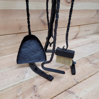 Horse Fireplace Tool Set – Hand Forged Wrought Iron Fire Tools – Equestrian Decor with Horse Head Handles – Rustic Barn Style Gift