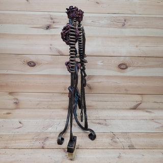 Wrought Iron Fireplace Tool Set with Forged Roses – Handmade Romantic Hearth Decor