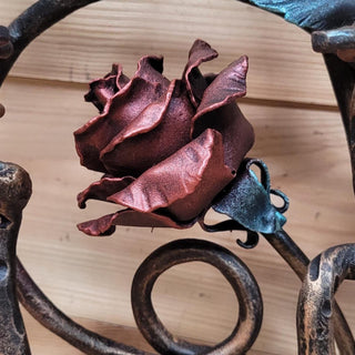 Wrought Iron Fireplace Tool Set with Forged Roses – Handmade Romantic Hearth Decor