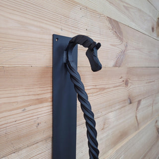 Large door handle, horse door handle, metal handle, hand forged handle, barn door handle, door decor, wrought hardware, metal forged handle