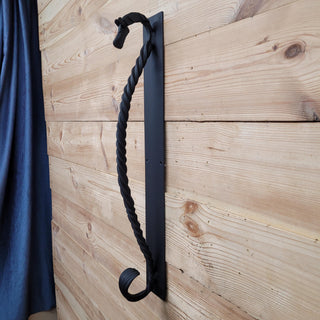 Large door handle, horse door handle, metal handle, hand forged handle, barn door handle, door decor, wrought hardware, metal forged handle