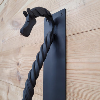 Large door handle, horse door handle, metal handle, hand forged handle, barn door handle, door decor, wrought hardware, metal forged handle