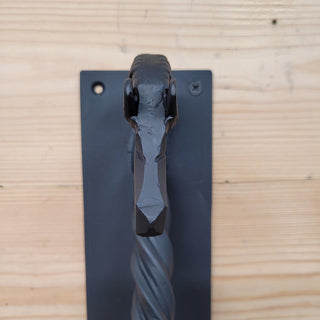 Large door handle, horse door handle, metal handle, hand forged handle, barn door handle, door decor, wrought hardware, metal forged handle
