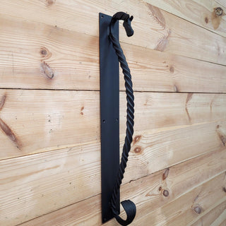 Large door handle, horse door handle, metal handle, hand forged handle, barn door handle, door decor, wrought hardware, metal forged handle