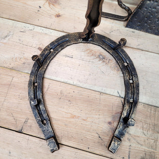 Horse Fireplace Tool Set – Hand Forged Wrought Iron Fire Tools – Equestrian Decor with Horse Head Handles – Rustic Barn Style Gift