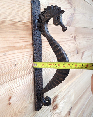 Hand Forged Seahorse Door Handle – Wrought Iron Pull Handle – Nautical Door Hardware – Rustic Gate Handle – Blacksmith Made