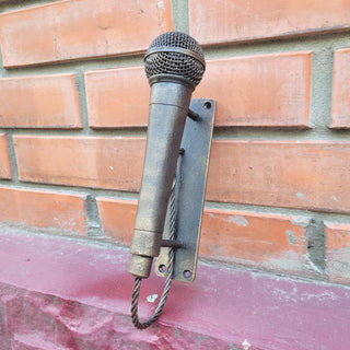 Hand Forged Microphone Door Handle. Unique Wrought Iron Door Pull. Music Lover Gift. Rustic Heavy Duty Handle for Front Door
