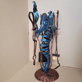 Seahorse Fireplace Tool Set – Hand Forged Wrought Iron Fire Tools, Heavy Duty Nautical Ocean Decor Stand