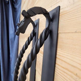 Pair of Wrought Iron Horse Door Handles – 24" (61 cm) Rustic Heavy Duty Pulls, Handmade Blacksmith Hardware for Barn, Gate, Entry Doors