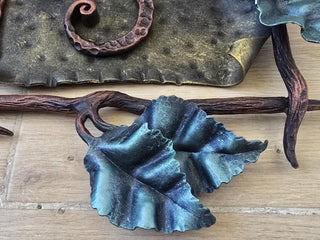 Hand Forged Wrought Iron House Number Sign: Vines & Leaves Address Plaque