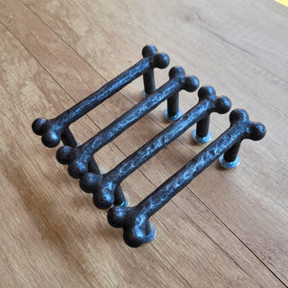 Forged Bone Door Handle: Black Metal Cabinet Drawer Pull (silver)