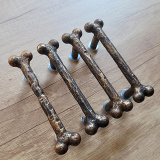 Forged Bone Door Handle: Black Metal Cabinet Drawer Pull (bronze)