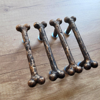 Forged Bone Door Handle: Black Metal Cabinet Drawer Pull (bronze)