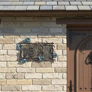 Hand Forged Wrought Iron House Number Sign: Vines & Leaves Address Plaque