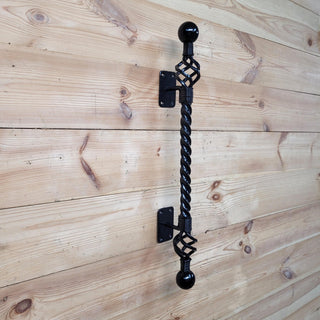 Wrought Iron Door Handle – 25 inch Black Twisted Handle for Wooden or Iron Doors, Handmade Rustic Pull Handle, Farmhouse Barn Door Hardware