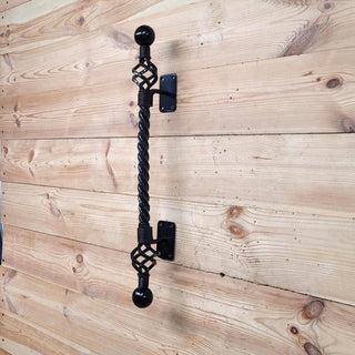 Wrought Iron Door Handle – 25 inch Black Twisted Handle for Wooden or Iron Doors, Handmade Rustic Pull Handle, Farmhouse Barn Door Hardware