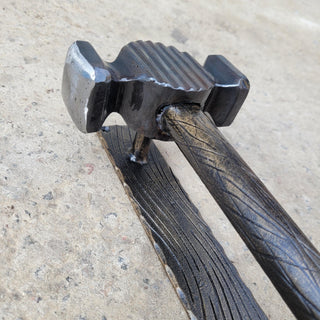 Hand Forged Hammer Door Handle – Wrought Iron Door Pull | Rustic Blacksmith Door Hardware | Unique Metal Door Handle