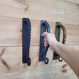 Octopus Tentacle Door Handle: Hand Forged Iron Nautical Style 3 available finishes