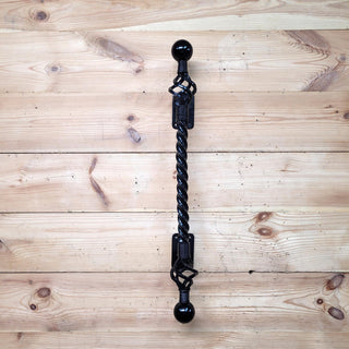 Wrought Iron Door Handle – 25 inch Black Twisted Handle for Wooden or Iron Doors, Handmade Rustic Pull Handle, Farmhouse Barn Door Hardware