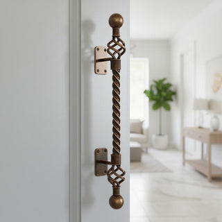 Wrought Iron Door Handle – 25 inch Black Twisted Handle for Wooden or Iron Doors, Handmade Rustic Pull Handle, Farmhouse Barn Door Hardware