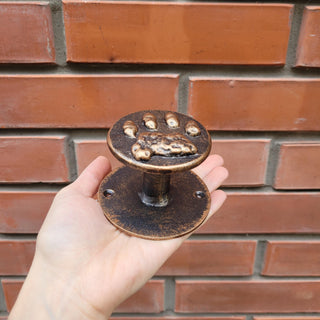Dog Paw Door Handle – Hand-Forged Iron Knob Painted Bronze Color, Rustic Door Pull, Pet Lovers Gift, Handmade Hardware