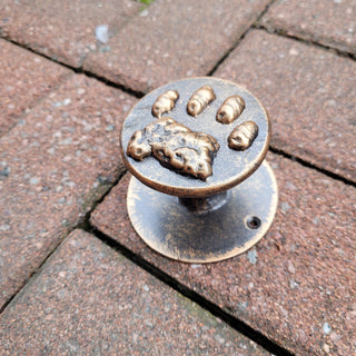 Dog Paw Door Handle – Hand-Forged Iron Knob Painted Bronze Color, Rustic Door Pull, Pet Lovers Gift, Handmade Hardware