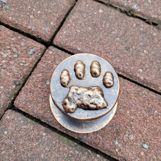 Dog Paw Door Handle – Hand-Forged Iron Knob Painted Bronze Color, Rustic Door Pull, Pet Lovers Gift, Handmade Hardware