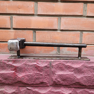 Hand Forged Hammer Door Handle – Wrought Iron Door Pull | Rustic Blacksmith Door Hardware | Unique Metal Door Handle