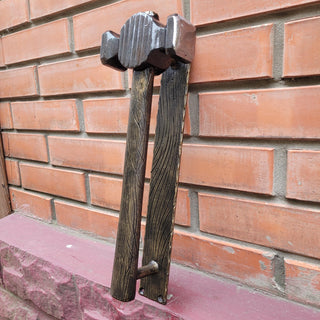 Hand Forged Hammer Door Handle – Wrought Iron Door Pull | Rustic Blacksmith Door Hardware | Unique Metal Door Handle