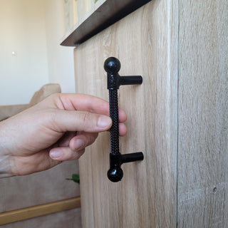 Black forged cabinet handle – iron pull for drawers or doors, handmade rustic hardware