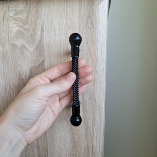 Black forged cabinet handle – iron pull for drawers or doors, handmade rustic hardware