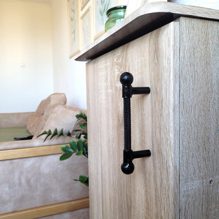 Black forged cabinet handle – iron pull for drawers or doors, handmade rustic hardware