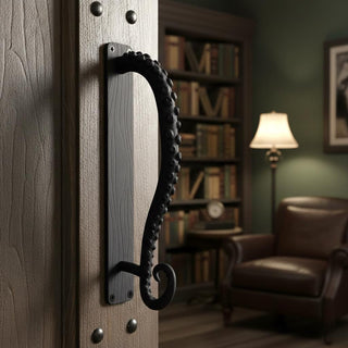 Octopus Tentacle Door Handle: Hand Forged Iron Nautical Style 3 available finishes