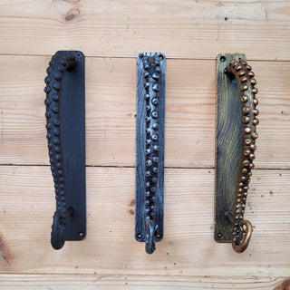 Octopus Tentacle Door Handle: Hand Forged Iron Nautical Style 3 available finishes