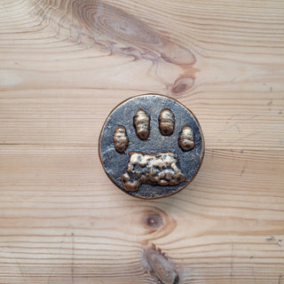 Dog Paw Door Handle – Hand-Forged Iron Knob Painted Bronze Color, Rustic Door Pull, Pet Lovers Gift, Handmade Hardware