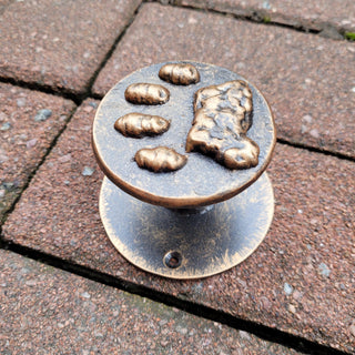 Dog Paw Door Handle – Hand-Forged Iron Knob Painted Bronze Color, Rustic Door Pull, Pet Lovers Gift, Handmade Hardware