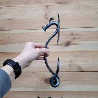 Hand Forged Dragon Door Handle: Wrought Iron Barn Door Decor