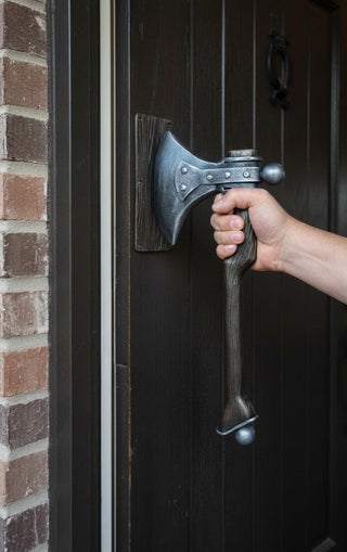Viking Axe Handle – Rustic Cabin Hardware, Lodge Decor, Unique Exterior & Interior Pull – IronUA