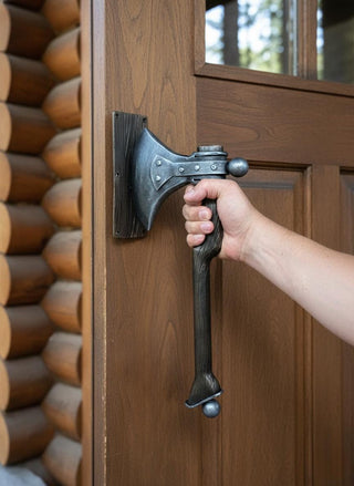 Viking Axe Handle – Rustic Cabin Hardware, Lodge Decor, Unique Exterior & Interior Pull – IronUA