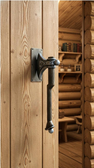 Viking Axe Handle – Rustic Cabin Hardware, Lodge Decor, Unique Exterior & Interior Pull – IronUA