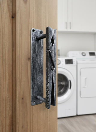 Clothespin Iron Door Handle: Unique Hand-Forged Barn Decor