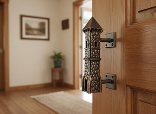 Hand Forged Iron Castle Door Handle: Medieval Barn Decor