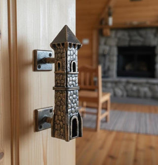 Hand Forged Iron Castle Door Handle: Medieval Barn Decor