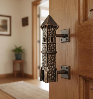 Hand Forged Iron Castle Door Handle: Medieval Barn Decor