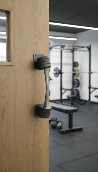 Forged Barbell Door Handle: Gym Decor, Wrought Iron Pull