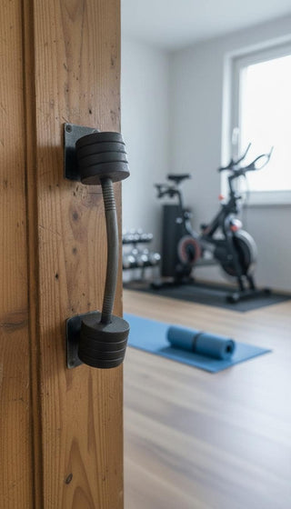 Forged Barbell Door Handle: Gym Decor, Wrought Iron Pull